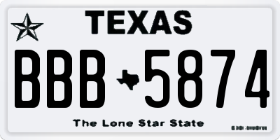TX license plate BBB5874
