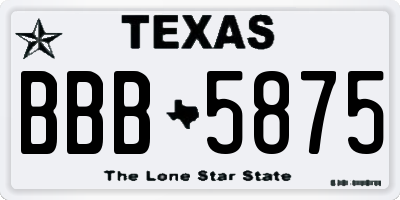 TX license plate BBB5875