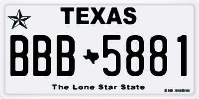 TX license plate BBB5881
