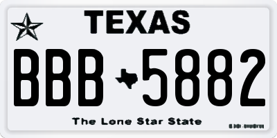 TX license plate BBB5882