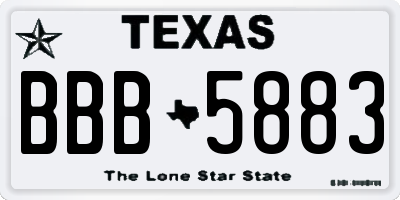 TX license plate BBB5883