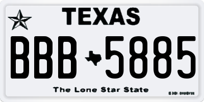 TX license plate BBB5885