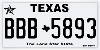 TX license plate BBB5893