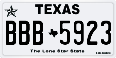 TX license plate BBB5923