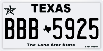 TX license plate BBB5925