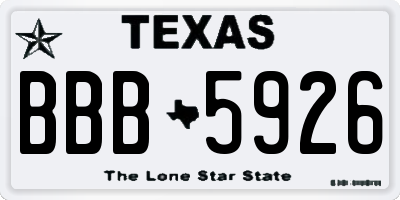 TX license plate BBB5926