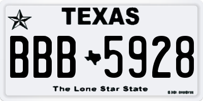 TX license plate BBB5928