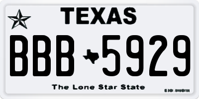 TX license plate BBB5929