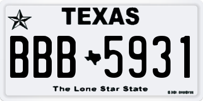 TX license plate BBB5931