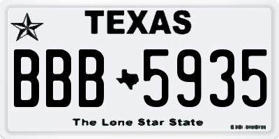 TX license plate BBB5935