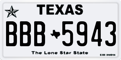 TX license plate BBB5943