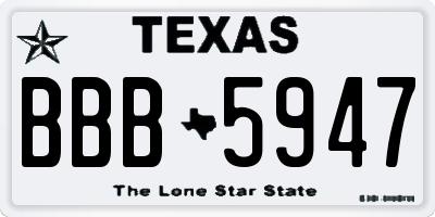 TX license plate BBB5947