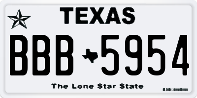 TX license plate BBB5954