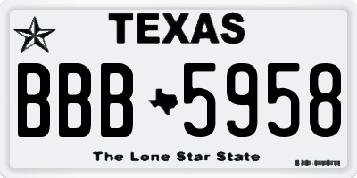 TX license plate BBB5958