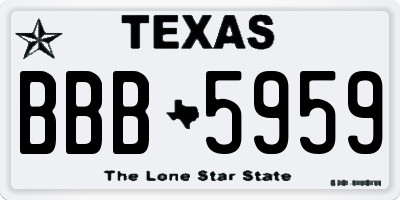 TX license plate BBB5959