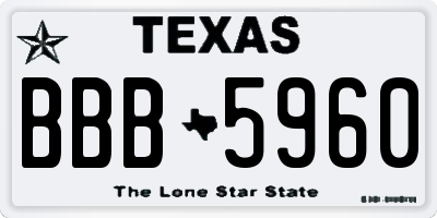 TX license plate BBB5960