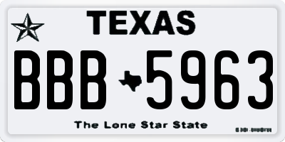 TX license plate BBB5963