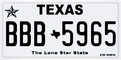 TX license plate BBB5965