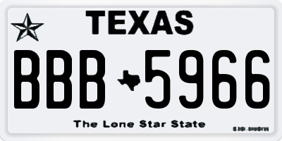 TX license plate BBB5966