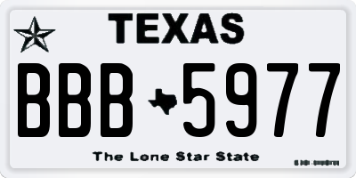 TX license plate BBB5977