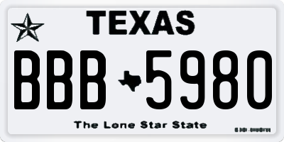 TX license plate BBB5980