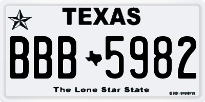 TX license plate BBB5982