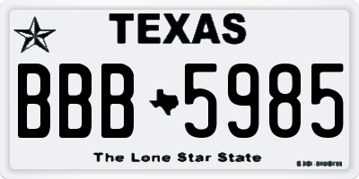 TX license plate BBB5985