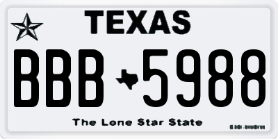 TX license plate BBB5988