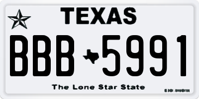 TX license plate BBB5991