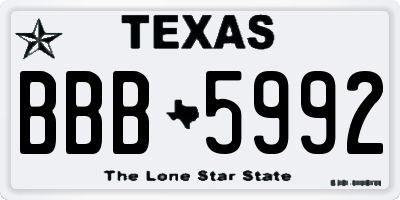 TX license plate BBB5992