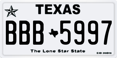 TX license plate BBB5997