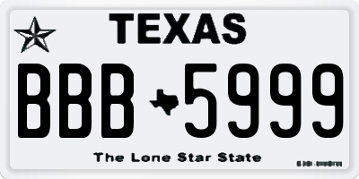 TX license plate BBB5999