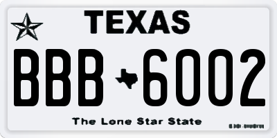 TX license plate BBB6002