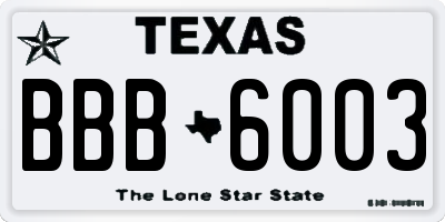 TX license plate BBB6003