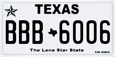 TX license plate BBB6006