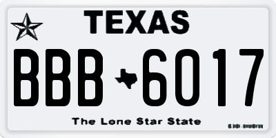 TX license plate BBB6017