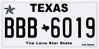 TX license plate BBB6019