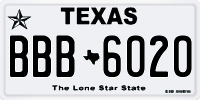 TX license plate BBB6020