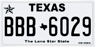 TX license plate BBB6029