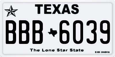 TX license plate BBB6039