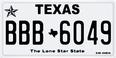 TX license plate BBB6049