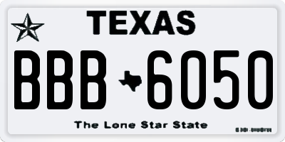 TX license plate BBB6050