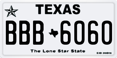 TX license plate BBB6060