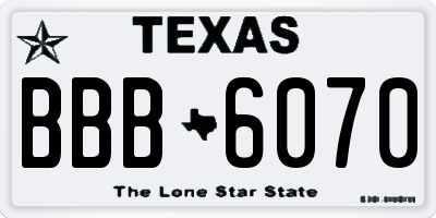 TX license plate BBB6070