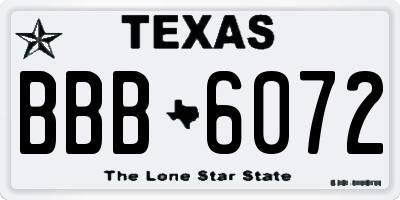 TX license plate BBB6072