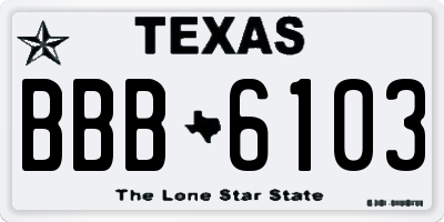 TX license plate BBB6103