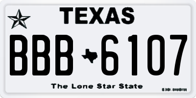 TX license plate BBB6107