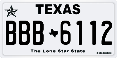 TX license plate BBB6112
