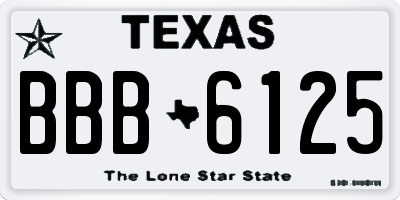 TX license plate BBB6125