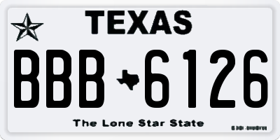 TX license plate BBB6126